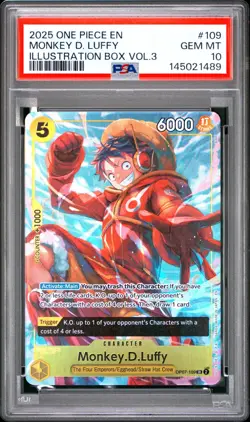ONE PIECE MONKEY D. LUFFY 2025 PROMOS OP07-109 ILLUSTRATION BOX VOL.3PSA 10*READ - Image 1