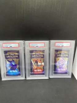 Lot 3 booster lorcana The First Chapter PSA 10 Elsa Mickey Maleficent - Image 1