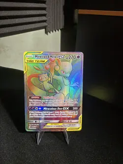 Mewtwo & Mew Gx 242/236 Hyper Rainbow Secret Rare Unified Minds Pokemon Card PD - Image 1