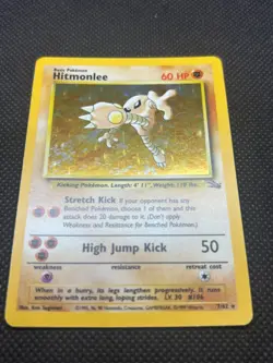 1999 Pokemon TCG Card Hitmonlee Fossil 7/62 Unlimited Holo Rare - Image 2