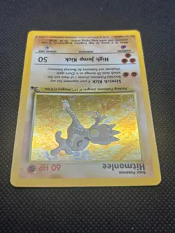 1999 Pokemon TCG Card Hitmonlee Fossil 7/62 Unlimited Holo Rare - Image 3