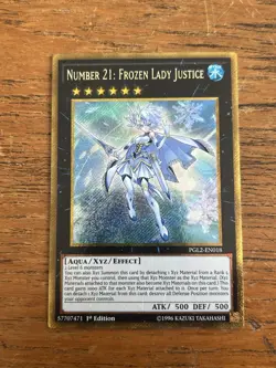 PGL2-EN018 NUMBER 21: FROZEN LADY JUSTICE GOLD SECRET RARE 1ST ED YuGiOh CARD - Image 1