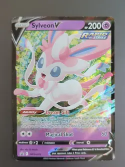 Pokemon Card TCG Sylveon V SWSH202 HOLO RARE HP DMG - Image 1