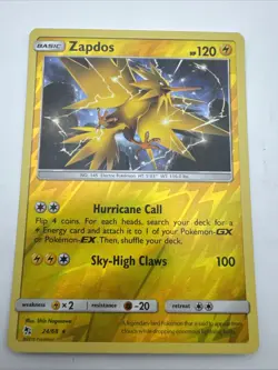 Pokemon Card Zapdos Hidden Fates Reverse Holo Rare 24/68 Near Mint - Image 1