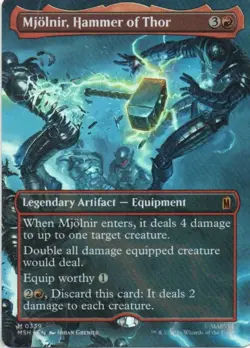 MTG: Marvel Super Heroes: Foil Borderless Mjolnir, Hammer of Thor (0339): LP Con - Image 1