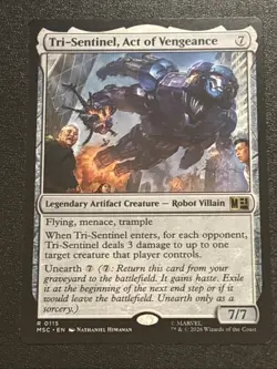MTG Commander: Marvel Super Heroes Tri-Sentinel, Act of Vengeance 0115 Rare - Image 1