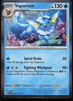 Vaporeon 022/131 Holo Rare Prismatic Evolutions Pokemon Holo Near Mint - Image 1