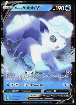 Silver Tempest Alolan Vulpix V 033/195 Holo V Rare Pokemon NM/M - Image 1