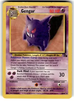 Gengar 20/62 Rare Fossil Pokemon Unlimited Lightly Played - Image 1