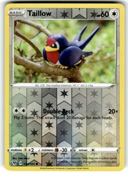 Taillow 133/185 Common Vivid Voltage Pokemon Reverse Holo Near Mint - Image 1