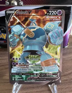 Pokemon TCG Golurk V SWSH Evolving Skies 181/203 Ultra Rare MISCUT - Image 1