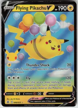 Pokemon Flying Pikachu V Ultra Rare Celebrations 006/025 MP CREASE - Image 1