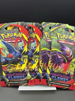 Pokemon TCG Mega Evolution Phantasmal Flames Sleeved Booster Pack Lot Of 4 - Image 1