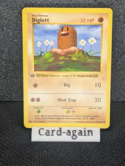 Pokemon TCG Diglett 1st Edition Shadowless Base Set Card 47/102, LP - Image 1