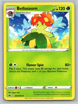 Bellossom 003/159 Crown Zenith Rare Grass Type Stage 2 Pokemon TCG Card - Image 1