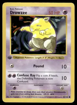 Pokemon Cards Drowzee 49/102 1st Edition Base Set Shadowless WOTC Common LP *1 - Image 1
