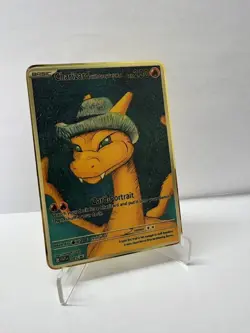 Pokemon Van Gogh Charizard with Grey Felt Hat HP250 Gold Metal Card Collectible - Image 2