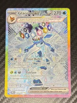 POKEMON TCG Prismatic Evolutions GLACEON EX SIR 150/131 SLIGHT CORNER DAMAGE - Image 1
