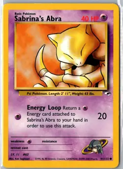 SABRINA'S ABRA 91/132 COMMON GYM HEROES POKEMON MP - Image 1