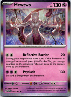 Mewtwo 150/165 Rare SV: Scarlet & Violet 151 Pokemon Holo Near Mint - Image 1