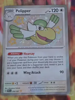 PELIPPER 204/091 Shiny Rare Paldean Fates Pokemon Holo Near Mint - Image 1