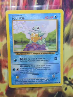 SQUIRTLE 93/130 Common Base Set 2 Pokemon Moderately Played - Image 1