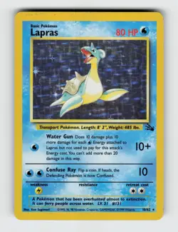Lapras 10/62 Unlimited Holo Rare Fossil Pokemon 1999 Moderately Played - Image 1
