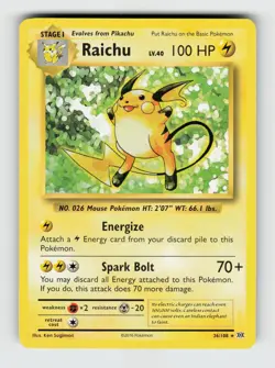 Raichu (XY Evolutions) 36/108 Rare Deck Exclusives Pokemon Lightly Played - Image 1