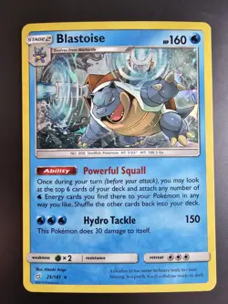 Pokemon TCG Blastoise 25/181 Rare Holo Cracked Ice Sun Moon Team Up Promo LP/MP - Image 1