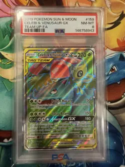 2019 POKEMON SUN & MOON TEAM UP #159 FULL ART/CELEBI & VENUSAUR GX - Image 1