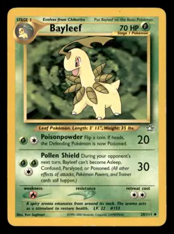 Bayleef 28/111 Uncommon Neo Genesis Pokemon Unlimited Moderately Played - Image 1