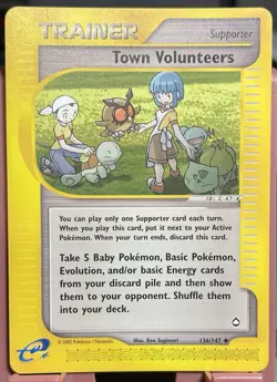 Town Volunteers Pokemon TCG Aquapolis E-Reader Trainer 136/147 Non Holo Uncommon - Image 1