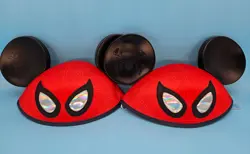 TWO 2024 Disney Parks Marvel Spider-Man Mickey Mouse Ear Hat Cap One Size READ - Image 1