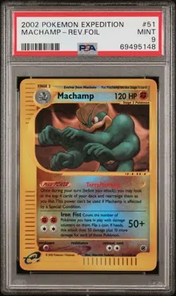 2002 Pokemon Expedition 51 Machamp Reverse Foil PSA 9 - Image 1