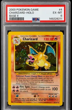 Charizard 004/130 Base Set 2 Holo PSA 6 - Image 1