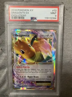 Pokemon TCG Dragonite EX Full Art Ultra Rare Card Evolutions XY PSA 9 - Image 1