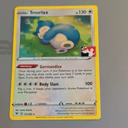 SNORLAX 131/185 NON HOLO POKEMON VIVID VOLTAGE PRIZE PACK SERIES 1 STAMPED CARD - Image 1