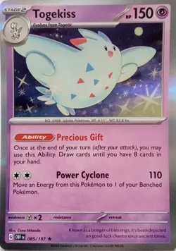 085/197 TOGEKISS | RARE HOLO | OBSIDIAN FLAMES POKEMON CARD - Image 1