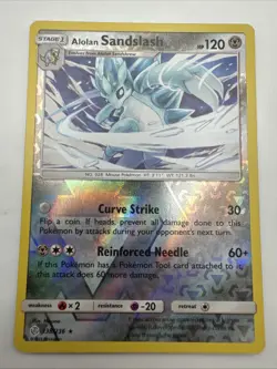 Pokemon Card Alolan Sandslash Cosmic Eclipse Reverse Holo Rare 138/236 Near Mint - Image 1