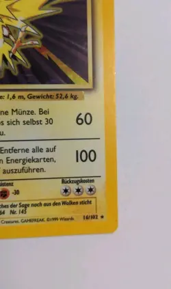 1st Edition Zapdos 16/102 - Holo Rare - Base Set Pokemon Card - German - Image 4