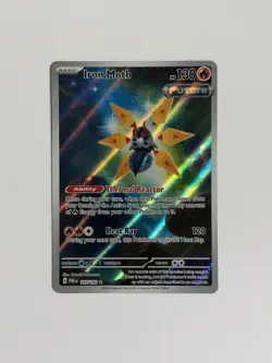 Pokemon TCG Iron Moth Holo Illustration Rare Card 187/182 Paradox Rift - Image 1