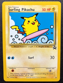 Surfing Pikachu Black Star Promo 28 Pokemon League NM 2001 - Image 1