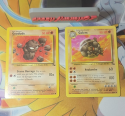 Pokemon TCG Fossil Geodude 47/62 & Golem 36/62 2-Card Lot English 1999 - Image 1