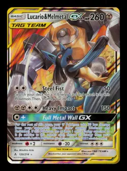 Pokemon Card Lucario & Melmetal GX 120/214 Unbroken Bonds Holo GX Rare LP 2019 - Image 1