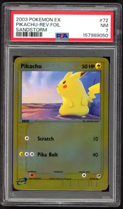 Pokemon Card - PSA 7 Pikachu 72/100 - Sandstorm Reverse Holo - NM PSA7 - Image 1