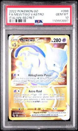 🇮🇹MEWTWO V ASTRO PSA 10 ITA Pokemon Go Low Pop Rara Segreta Gold Gem Mint 2022 - Image 1