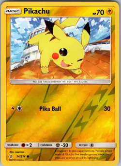 Pikachu 54/214 Common Unbroken Bonds Pokemon Reverse Holo Near Mint - Image 1