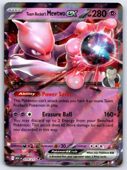 TEAM ROCKET'S MEWTWO EX 079/217 ASCENDED HEROES DOUBLE RARE POKEMON NEAR MINT - Image 1