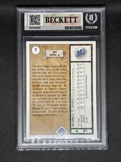 BGS 8 1989 Upper Deck Ken Griffey Jr. Rookie #1 RC Vintage - Image 3