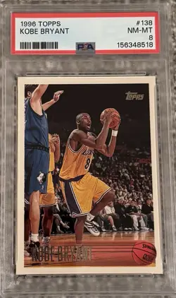 1996 Topps #138 Kobe Bryant HOF Lakers HOF RC PSA 8 NM-MT - Image 1